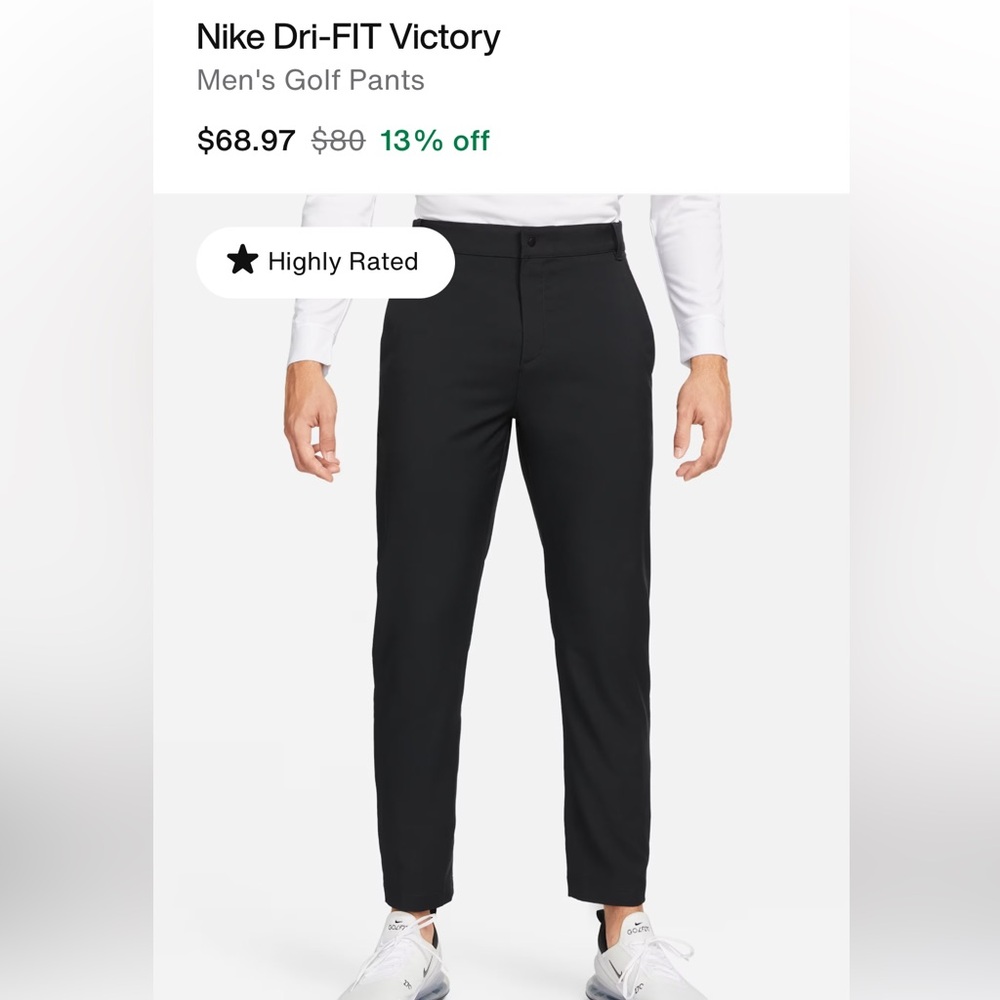 Nike Men's Black Dry Fit Golf Pants